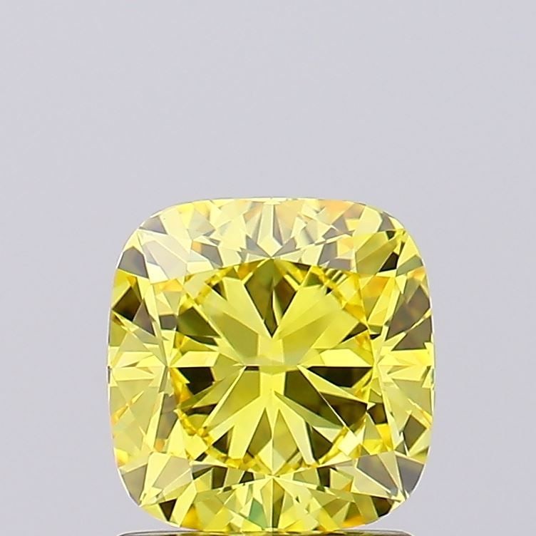 Loose Diamond - CUSHION BRILLIANT 1.38ct Fancy Vivid Yellow VVS2: Loose Diamond - CUSHION BRILLIANT 1.38ct Fancy Vivid Yellow VVS2 Source: This is a real non-mined Diamond that has been grown in a lab Shape: CUSHION BRILLIANT Carats: 1.38 Color: Fancy Vivid Yellow C