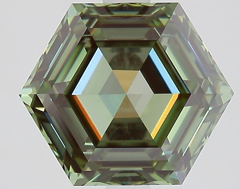 Loose Diamond - HEXAGONAL 2.86ct Fancy Intense Green VS1: Loose Diamond - HEXAGONAL 2.86ct Fancy Intense Green VS1 Source: This is a real non-mined Diamond that has been grown in a lab Shape: HEXAGONAL Carats: 2.86 Color: Fancy Intense Green Certification: I