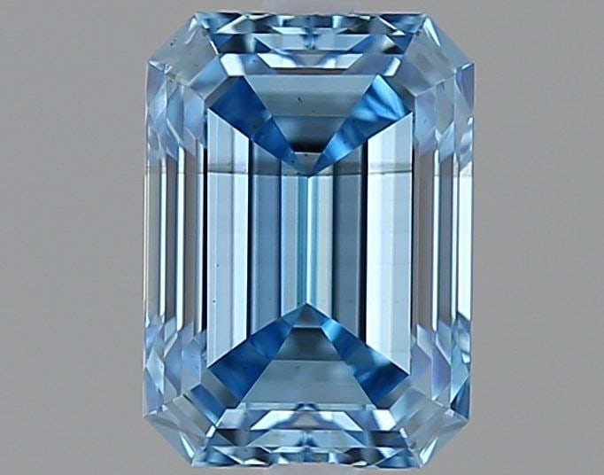 Loose Diamond - EMERALD 1.07ct Fancy Vivid Blue SI1: Loose Diamond - EMERALD 1.07ct Fancy Vivid Blue SI1 Source: This is a real non-mined Diamond that has been grown in a lab Shape: EMERALD Carats: 1.07 Color: Fancy Vivid Blue Certification: IGI Video: