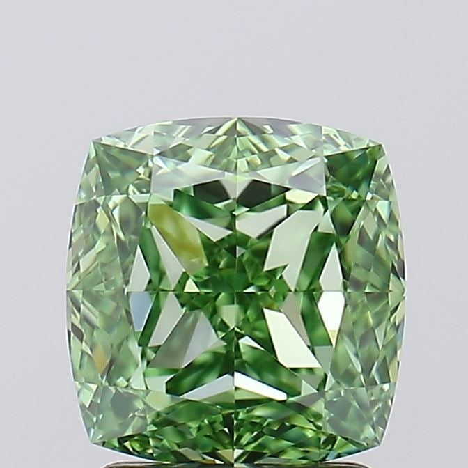 Loose Diamond - CUSHION MODIFIED 2.36ct Fancy Vivid Green IF: Loose Diamond - CUSHION MODIFIED 2.36ct Fancy Vivid Green IF Source: This is a real non-mined Diamond that has been grown in a lab Shape: CUSHION MODIFIED Carats: 2.36 Color: Fancy Vivid Green Certifi