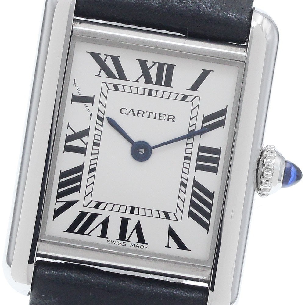 Cartier Tank Must SM Quartz Stainless Steel Silver Dial Wristwatch: Cartier Tank Must SM Quartz Stainless Steel Silver Dial Wristwatch This is a pre-owned Cartier Tank Must SM WSTA0042 wristwatch designed for women. It features a silver dial, a stainless steel case, a