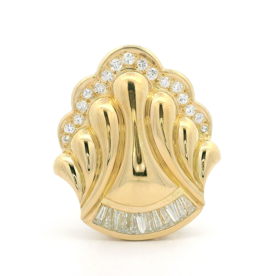 18k Yellow Gold Baguette & Round Diamond Slide Pendant 1ctw: 18k Yellow Gold Baguette & Round Diamond Slide Pendant 1ctw This exquisite slide pendant features a stunning combination of 29 natural genuine diamonds, including 12 baguette cut and 17 round brillian
