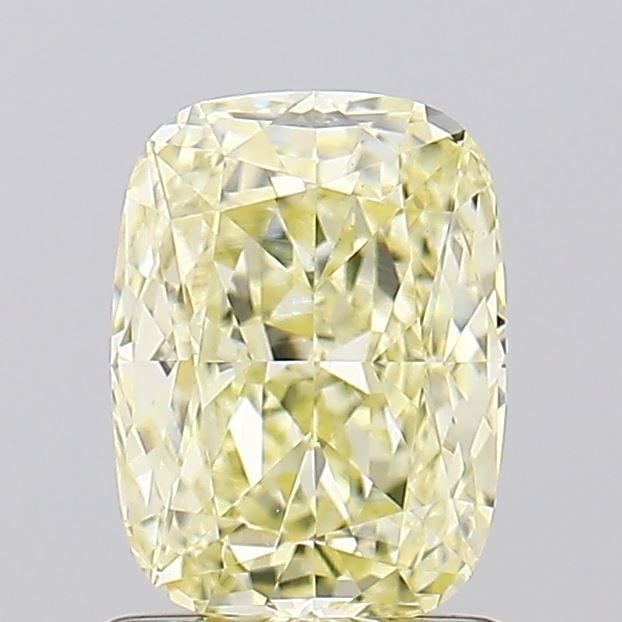 Loose Diamond - CUSHION MODIFIED 1.1ct Fancy Light Yellow VS1: Loose Diamond - CUSHION MODIFIED 1.1ct Fancy Light Yellow VS1 Source: This is a real non-mined Diamond that has been grown in a lab Shape: CUSHION MODIFIED Carats: 1.1 Color: Fancy Light Yellow Certif