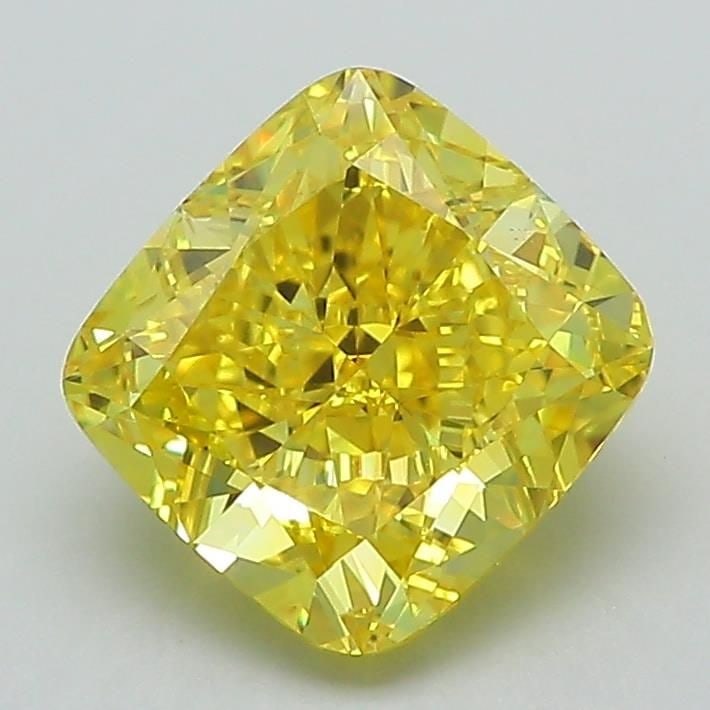 Loose Diamond - CUSHION MODIFIED 1.96ct Fancy Vivid Yellow VS1: Loose Diamond - CUSHION MODIFIED 1.96ct Fancy Vivid Yellow VS1 Source: This is a real non-mined Diamond that has been grown in a lab Shape: CUSHION MODIFIED Carats: 1.96 Color: Fancy Vivid Yellow Cert