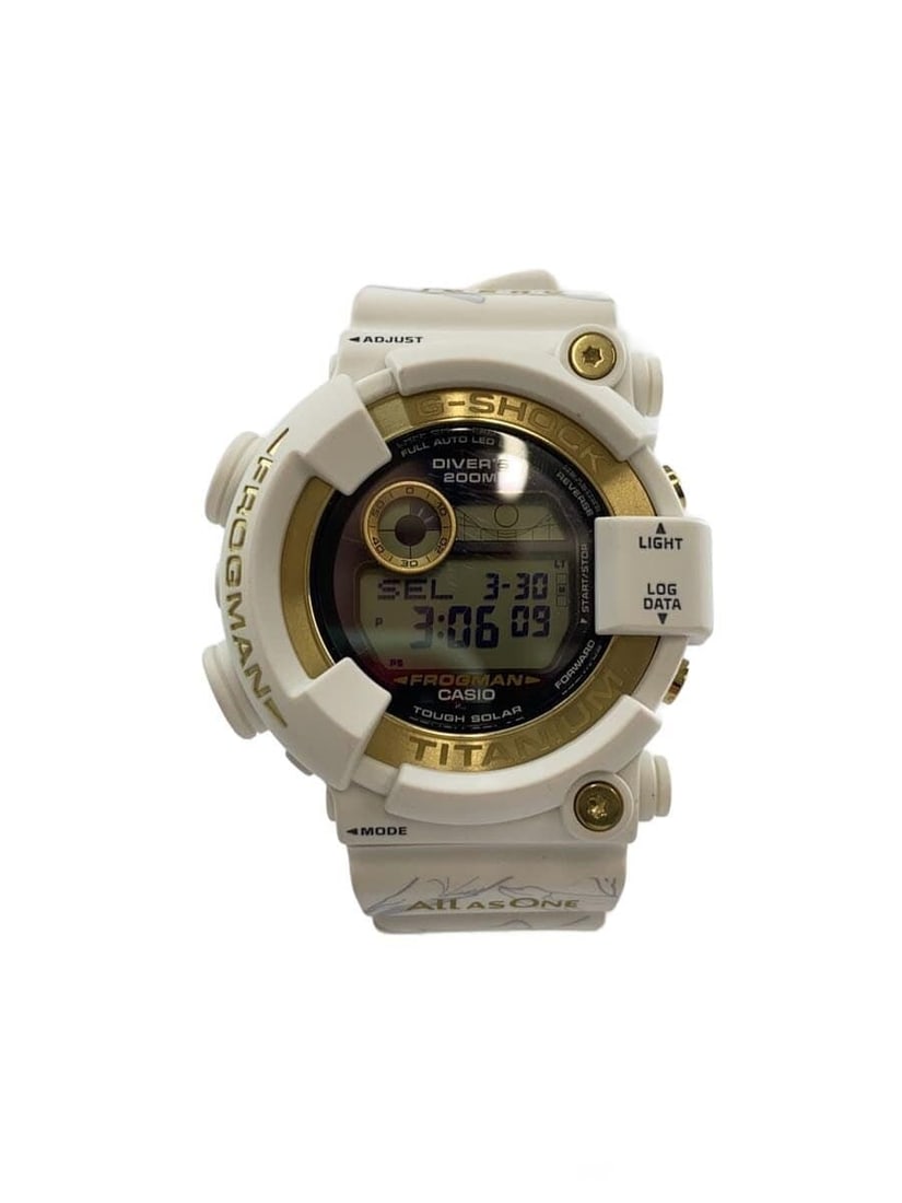 Casio G Shock Frogman GW 8201K Men's Rubber Watch: Casio G Shock Frogman GW 8201K Men's Rubber Watch This CASIO G-SHOCK FROGMAN GW-8201K is a men's quartz wristwatch featuring a durable black rubber band and case. Made in Japan, it is designed for rel