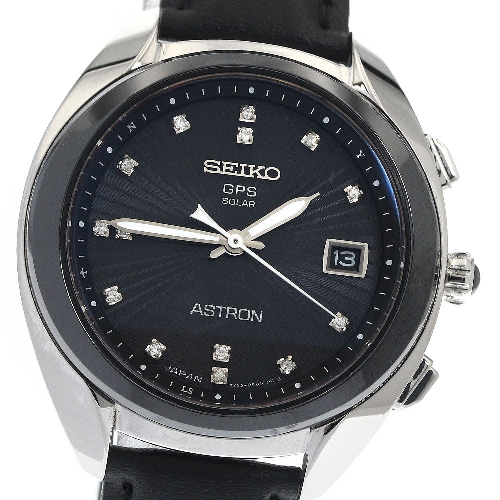 SEIKO Astron Women's Solar Radio Controlled Wristwatch: SEIKO Astron Women's Solar Radio Controlled Wristwatch This Seiko Astron women's wristwatch, model STXD001/3X22-0AA0, features a stainless steel case with a black dial and a leather strap. The watch o