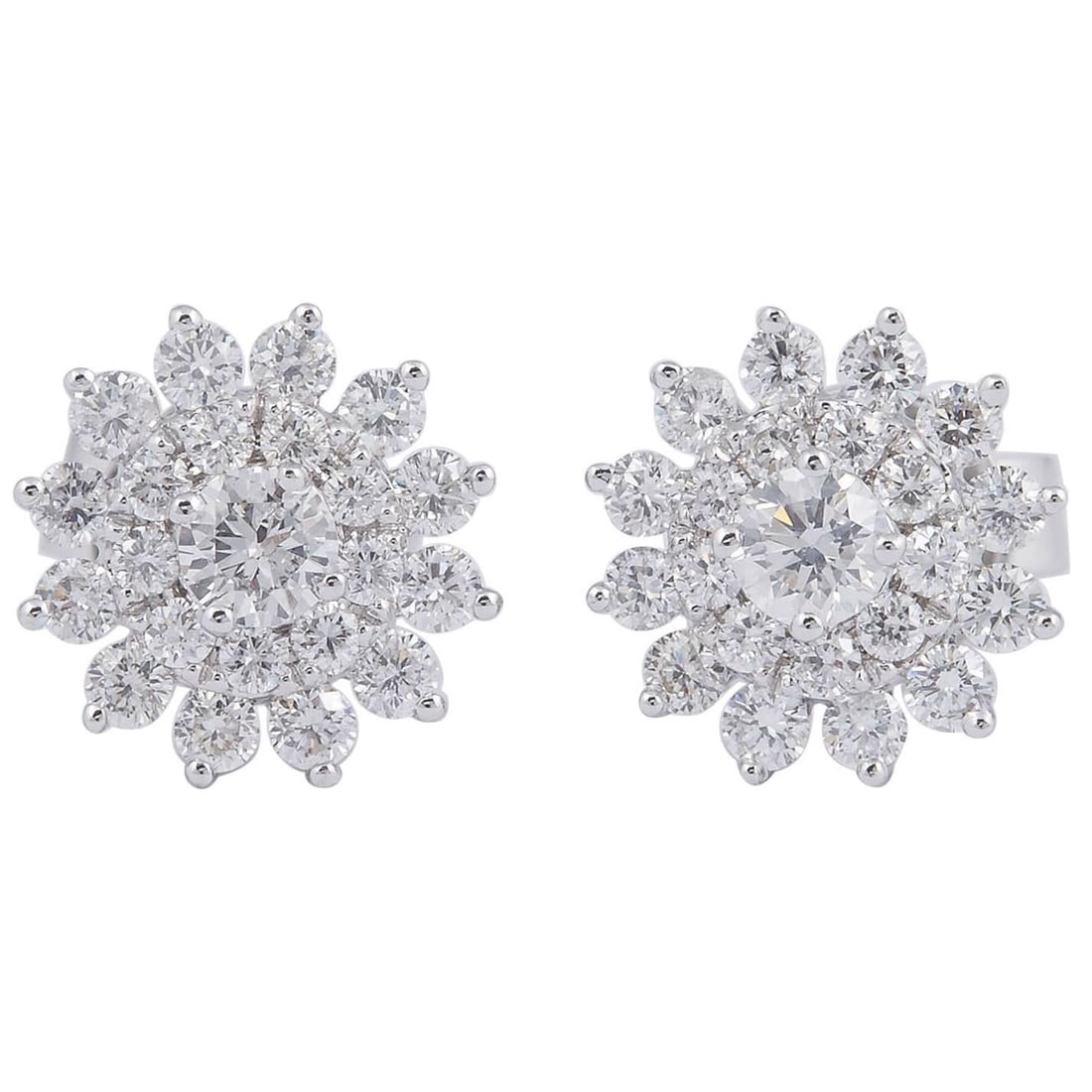 Harbor Diamonds 18k White Gold Star Shaped Diamond Cluster Earrings: Harbor Diamonds 18k White Gold Star Shaped Diamond Cluster Earrings These exquisite diamond cluster star-shaped earrings are crafted from luxurious 18k white gold. Featuring 44 round-cut diamonds with