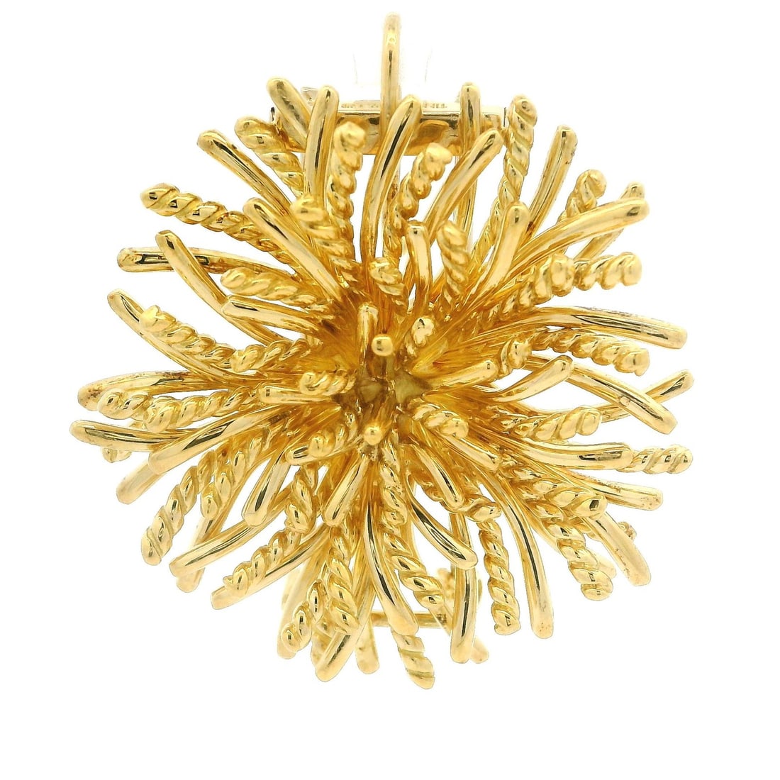 18k Yellow Gold Sea Anemone Motif Brooch Pendant by Tiffany & Co.: 18k Yellow Gold Sea Anemone Motif Brooch Pendant by Tiffany & Co. This Tiffany & Co. pin brooch features a sea anemone spray design crafted from solid 18k yellow gold. It can be worn as a brooch, pin,