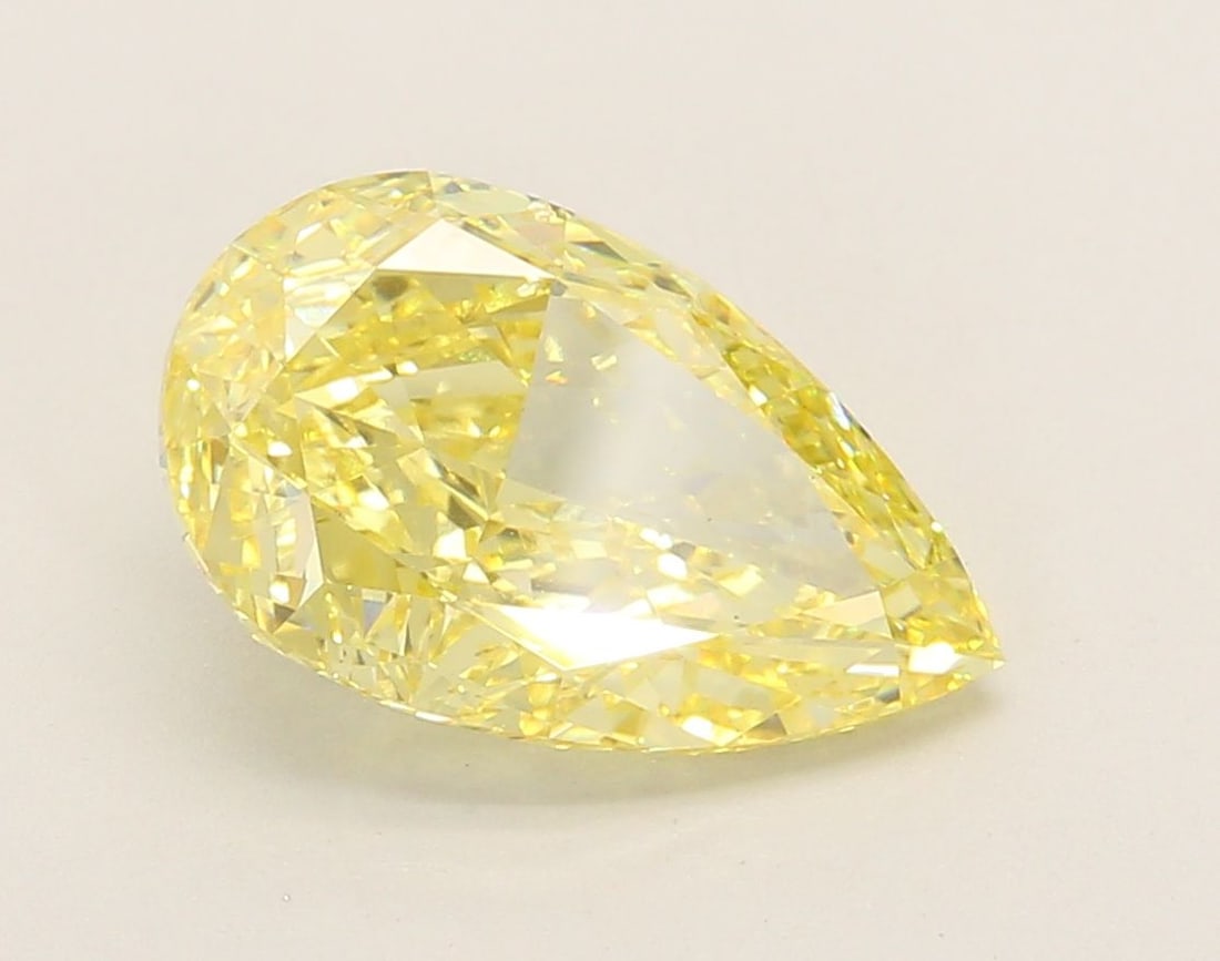 Loose Diamond - PEAR 3.58ct Fancy Vivid Yellow VS2: Loose Diamond - PEAR 3.58ct Fancy Vivid Yellow VS2 Source: This is a real non-mined Diamond that has been grown in a lab Shape: PEAR Carats: 3.58 Color: Fancy Vivid Yellow Certification: IGI Video: