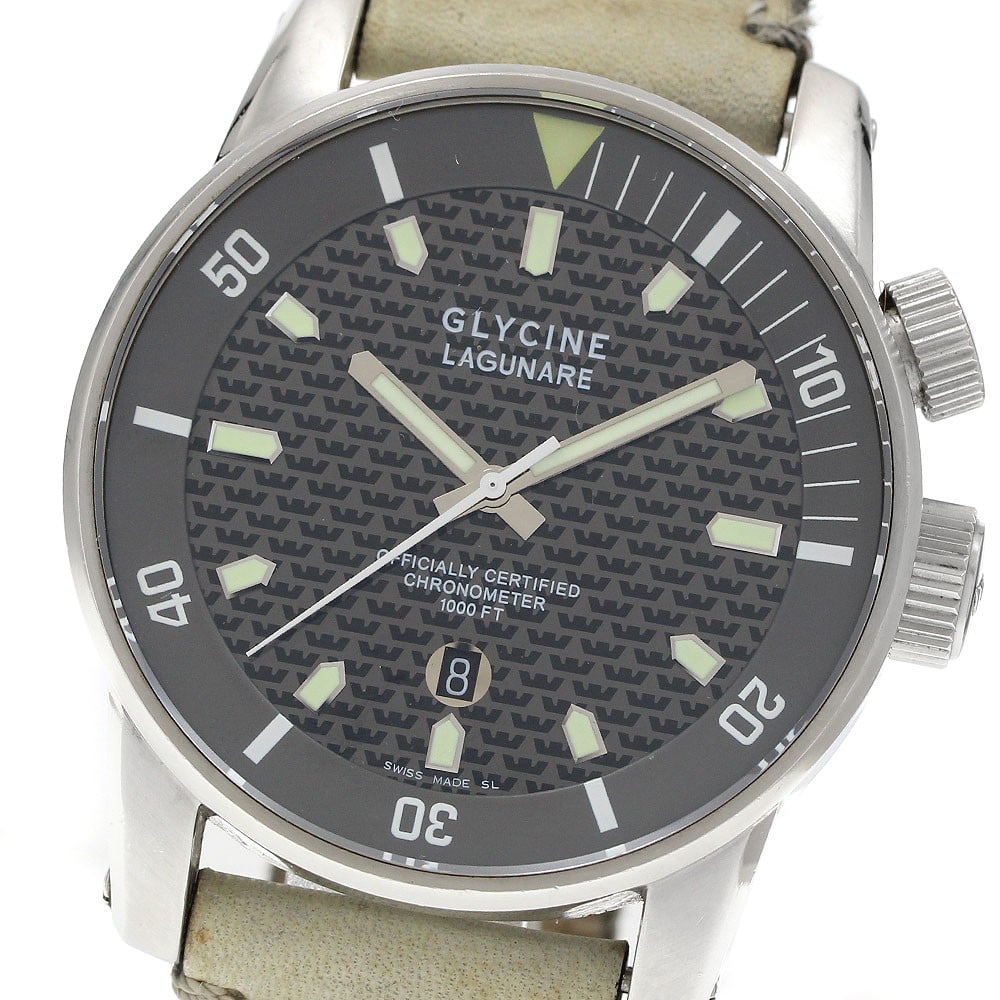 Mens Swiss Wristwatch GLYCINE Lagunare Date Ref 3844: Mens Swiss Wristwatch GLYCINE Lagunare Date Ref 3844 Pre-owned GLYCINE Lagunare Date men's wristwatch. This Swiss-made watch is identified as model 3844 and is designed for men. Specifications Brand: 