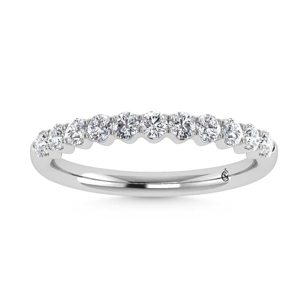14K White Gold Lab Grown Diamond 1/2 Ct.Tw. Band: 14K White Gold Lab Grown Diamond 1/2 Ct.Tw. Band Featuring 1/2 Ct. of stunning lab-grown diamonds, the 14K White Gold Lab Grown Diamond Band offers a balance of sophistication and sustainability. The 