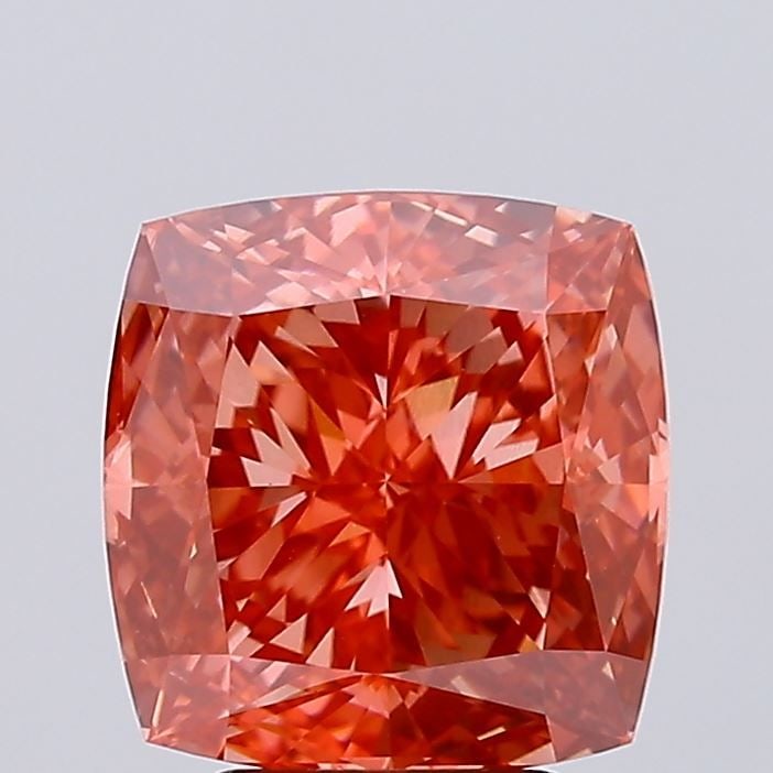 Loose Diamond - CUSHION BRILLIANT 4.55ct Fancy Vivid Red VS1: Loose Diamond - CUSHION BRILLIANT 4.55ct Fancy Vivid Red VS1 Source: This is a real non-mined Diamond that has been grown in a lab Shape: CUSHION BRILLIANT Carats: 4.55 Color: Fancy Vivid Red Certific