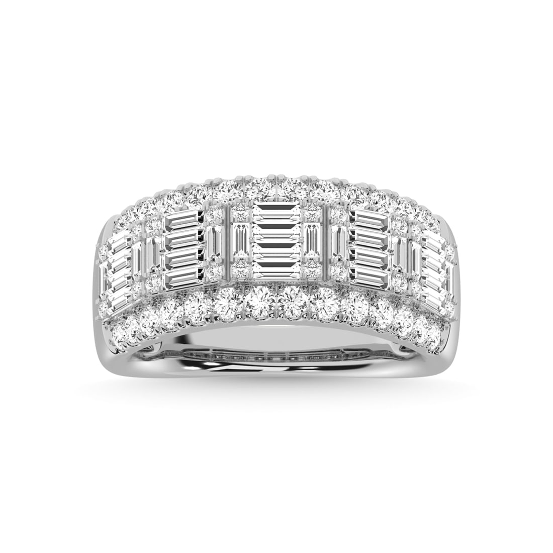14K White Gold Diamond 1 1/2 Ct.Tw. Fashion Ring: 14K White Gold Diamond 1 1/2 Ct.Tw. Fashion Ring 14k White Gold Stone Color: G-h Stone Clarity: Si3 Each ring is presented in standard size 6.5. Complimentary resizing is available between sizes 510 (