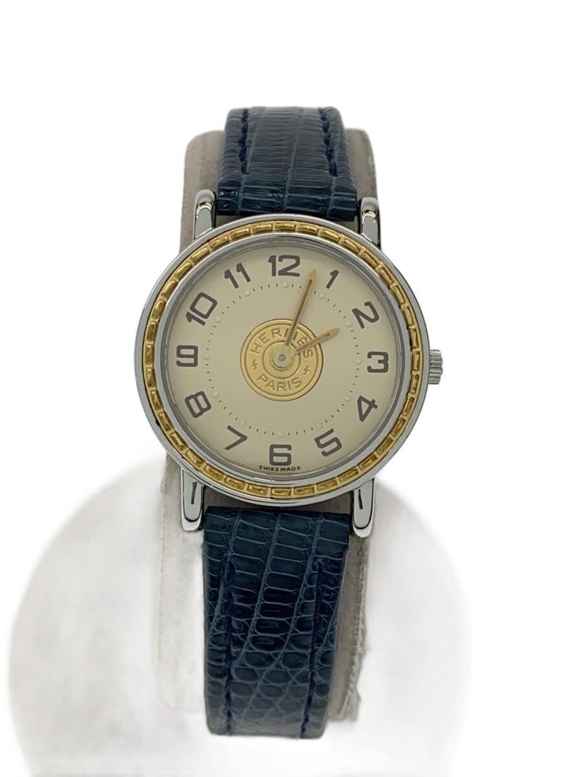 Hermes Sellier Beige Leather Quartz Wristwatch (1 of 5)