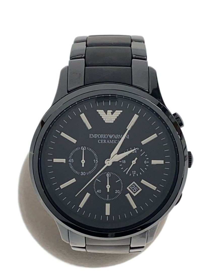 Emporio Armani AR1451 Black Ceramic Men's Wristwatch: Emporio Armani AR1451 Black Ceramic Men's Wristwatch This Emporio Armani Ceramica AR1451 men's wristwatch features a sleek black design and is crafted for a sophisticated look. The watch is in slightl