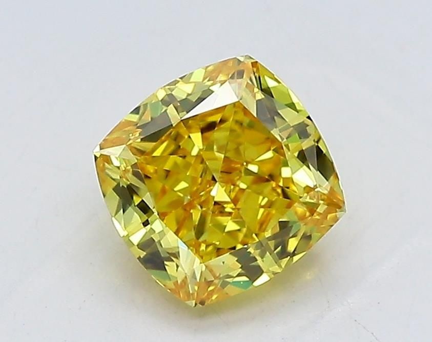 Loose Diamond - CUSHION MODIFIED 1.25ct Fancy Intense Yellow VS1: Loose Diamond - CUSHION MODIFIED 1.25ct Fancy Intense Yellow VS1 Source: This is a real non-mined Diamond that has been grown in a lab Shape: CUSHION MODIFIED Carats: 1.25 Color: Fancy Intense Yellow 