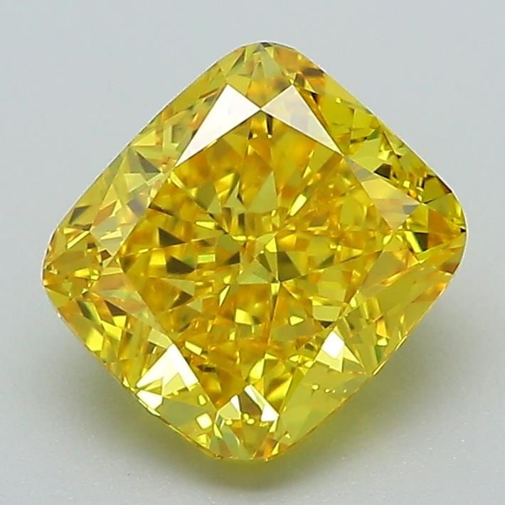 Loose Diamond - CUSHION MODIFIED 2.07ct Fancy Vivid Yellow VS1: Loose Diamond - CUSHION MODIFIED 2.07ct Fancy Vivid Yellow VS1 Source: This is a real non-mined Diamond that has been grown in a lab Shape: CUSHION MODIFIED Carats: 2.07 Color: Fancy Vivid Yellow Cert