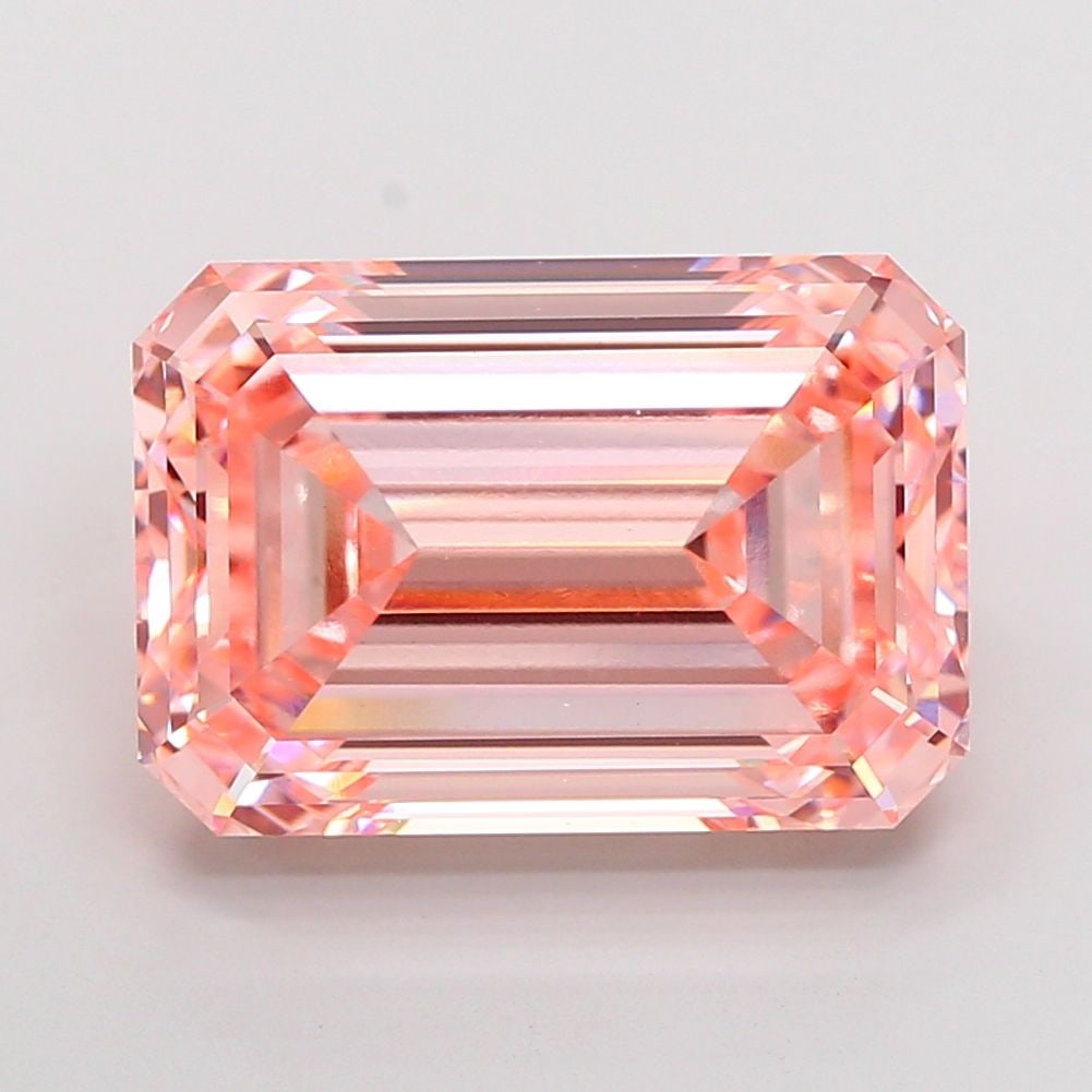 Loose Diamond - EMERALD 14.48ct Fancy Intense Pink VS1: Loose Diamond - EMERALD 14.48ct Fancy Intense Pink VS1 Source: This is a real non-mined Diamond that has been grown in a lab Shape: EMERALD Carats: 14.48 Color: Fancy Intense Pink Certification: IGI T