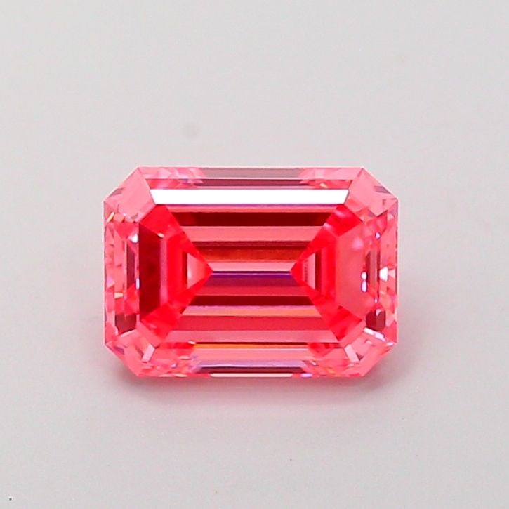 Loose Diamond - EMERALD 1.26ct Fancy Vivid Pink VVS2: Loose Diamond - EMERALD 1.26ct Fancy Vivid Pink VVS2 Source: This is a real non-mined Diamond that has been grown in a lab Shape: EMERALD Carats: 1.26 Color: Fancy Vivid Pink Certification: IGI Video: