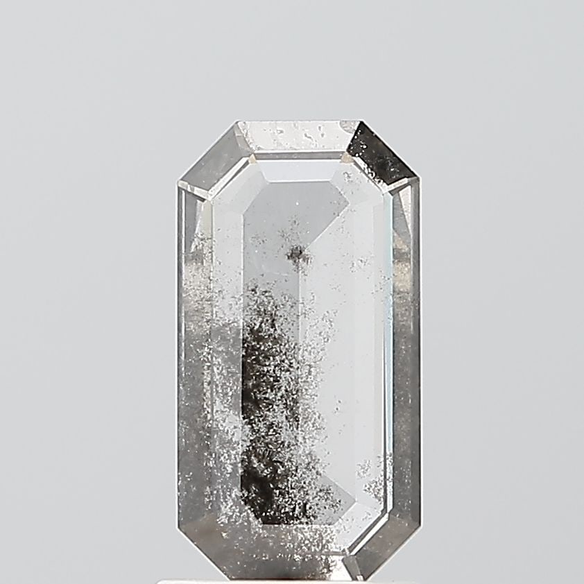Loose Diamond - EMERALD 1.24ct Salt and Pepper I2: Loose Diamond - EMERALD 1.24ct Salt and Pepper I2 Source: This is a real non-mined Diamond that has been grown in a lab Shape: EMERALD Carats: 1.24 Color: Salt and Pepper Certification: NONE Video: