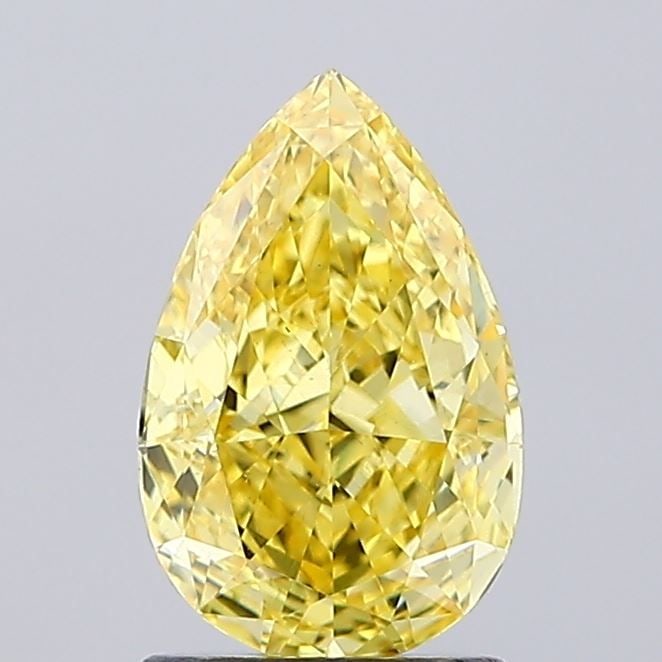 Loose Diamond - PEAR 1.58ct Fancy Vivid Yellow VS2: Loose Diamond - PEAR 1.58ct Fancy Vivid Yellow VS2 Source: This is a real non-mined Diamond that has been grown in a lab Shape: PEAR Carats: 1.58 Color: Fancy Vivid Yellow Certification: IGI Video: