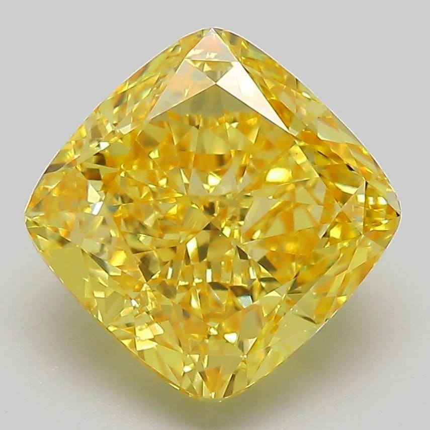 Loose Diamond - CUSHION MODIFIED 4.02ct Fancy Vivid Yellow VVS2: Loose Diamond - CUSHION MODIFIED 4.02ct Fancy Vivid Yellow VVS2 Source: This is a real non-mined Diamond that has been grown in a lab Shape: CUSHION MODIFIED Carats: 4.02 Color: Fancy Vivid Yellow Cer