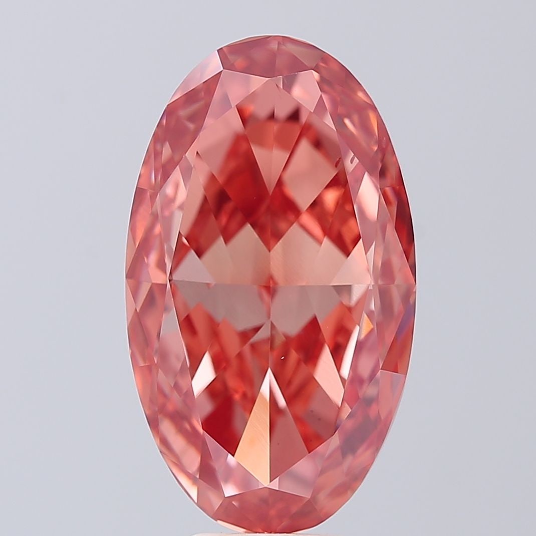 Loose Diamond - OVAL 10.04ct Fancy Vivid Reddish Orange VS2: Loose Diamond - OVAL 10.04ct Fancy Vivid Reddish Orange VS2 Source: This is a real non-mined Diamond that has been grown in a lab Shape: OVAL Carats: 10.04 Color: Fancy Vivid Reddish Orange Certificat
