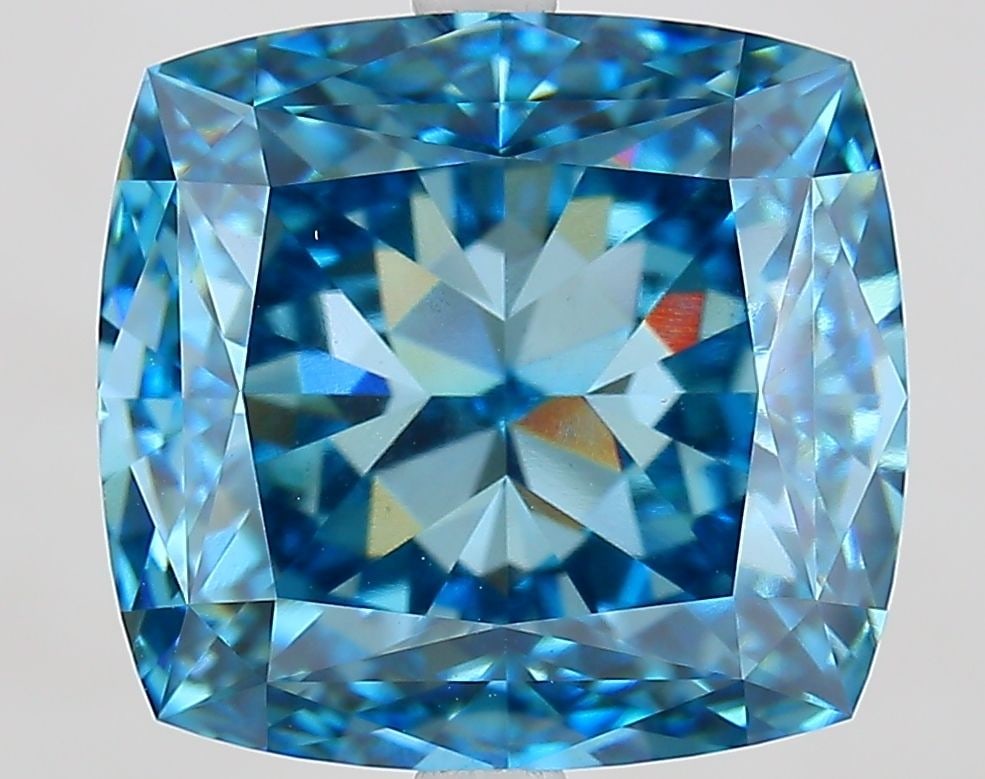 Loose Diamond - CUSHION MODIFIED 10.03ct Fancy Vivid Blue VS2: Loose Diamond - CUSHION MODIFIED 10.03ct Fancy Vivid Blue VS2 Source: This is a real non-mined Diamond that has been grown in a lab Shape: CUSHION MODIFIED Carats: 10.03 Color: Fancy Vivid Blue Certif