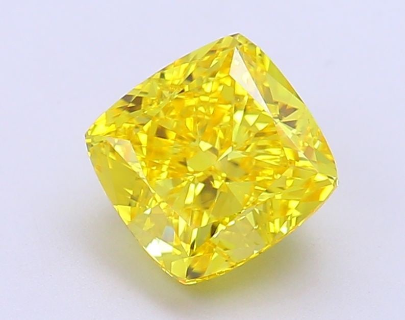 Loose Diamond - CUSHION MODIFIED 2.53ct Fancy Vivid Yellow VS1: Loose Diamond - CUSHION MODIFIED 2.53ct Fancy Vivid Yellow VS1 Source: This is a real non-mined Diamond that has been grown in a lab Shape: CUSHION MODIFIED Carats: 2.53 Color: Fancy Vivid Yellow Cert