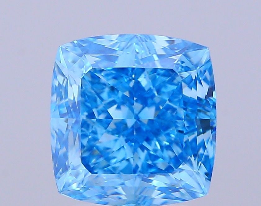 Loose Diamond - CUSHION MODIFIED 4.34ct Fancy Vivid Blue VS1: Loose Diamond - CUSHION MODIFIED 4.34ct Fancy Vivid Blue VS1 Source: This is a real non-mined Diamond that has been grown in a lab Shape: CUSHION MODIFIED Carats: 4.34 Color: Fancy Vivid Blue Certific
