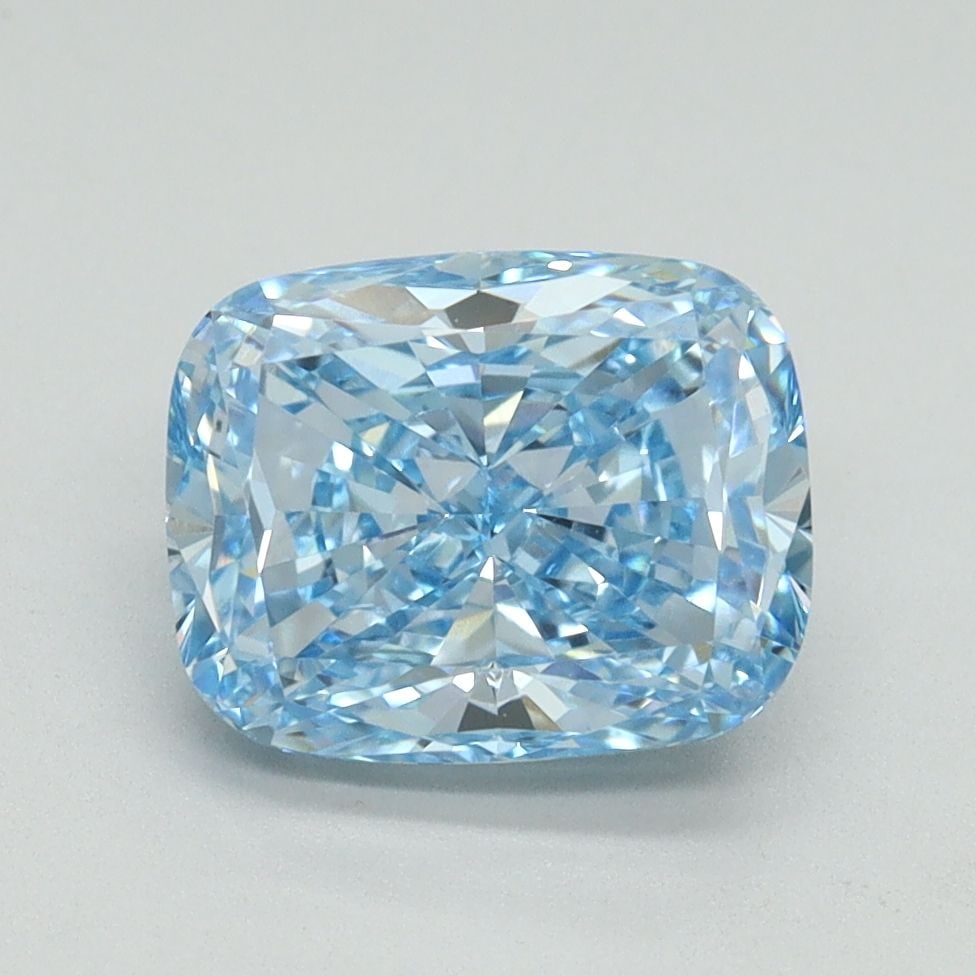 Loose Diamond - CUSHION BRILLIANT 2.04ct Fancy Vivid Blue VVS2: Loose Diamond - CUSHION BRILLIANT 2.04ct Fancy Vivid Blue VVS2 Source: This is a real non-mined Diamond that has been grown in a lab Shape: CUSHION BRILLIANT Carats: 2.04 Color: Fancy Vivid Blue Certi