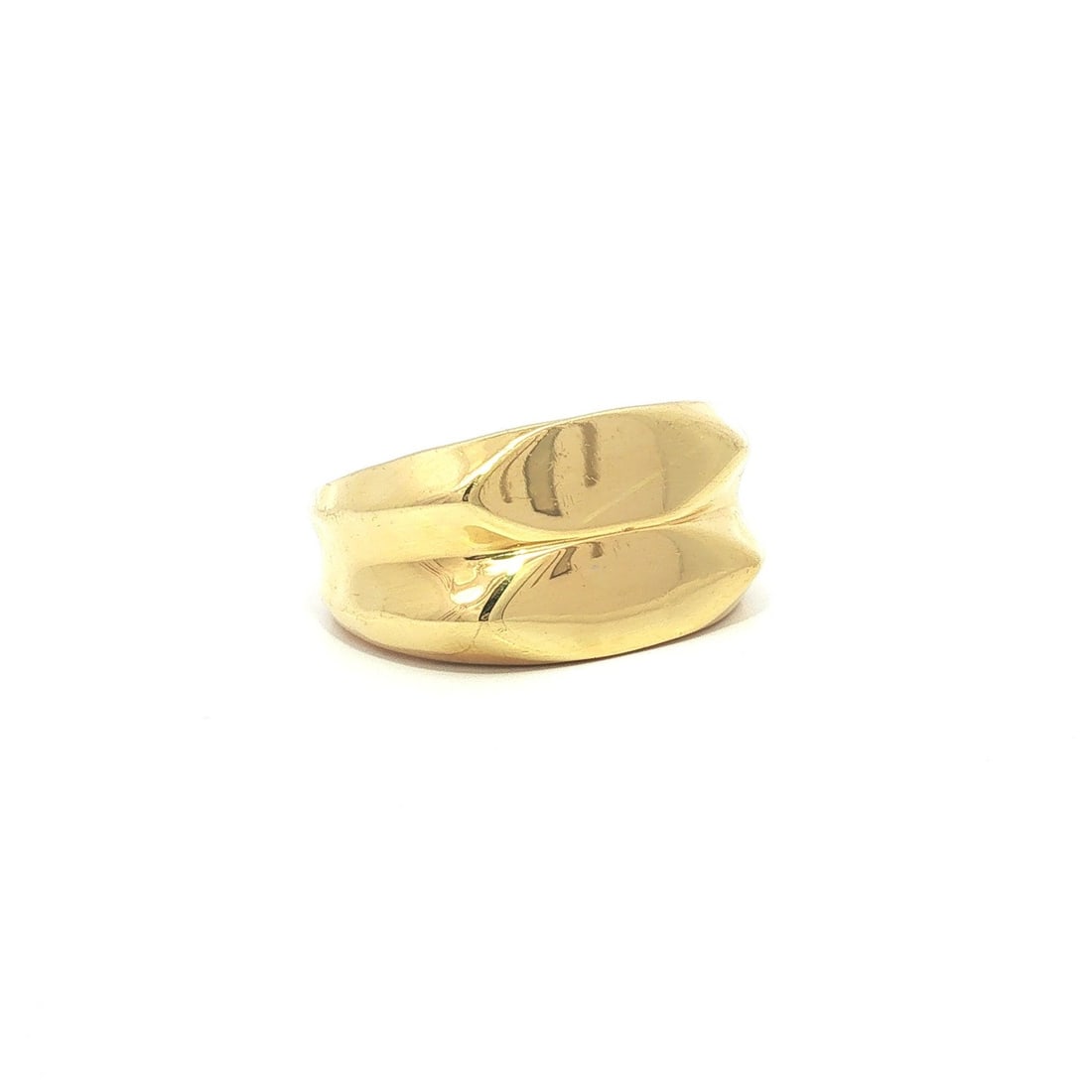 Dual Marquise Signet Band Ring 18k Yellow Gold Vermeil Size 7.5: Dual Marquise Signet Band Ring 18k Yellow Gold Vermeil Size 7.5 Dual marquise shape signet band ring in 18k yellow gold vermeil with a no-stone design. This pre-owned ring shows light wear and remains