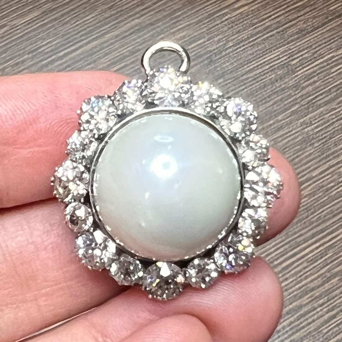 Elegant South Sea Pearl Diamond Pendant 18K Gold Silver 8.00 Ct (1 of 2)