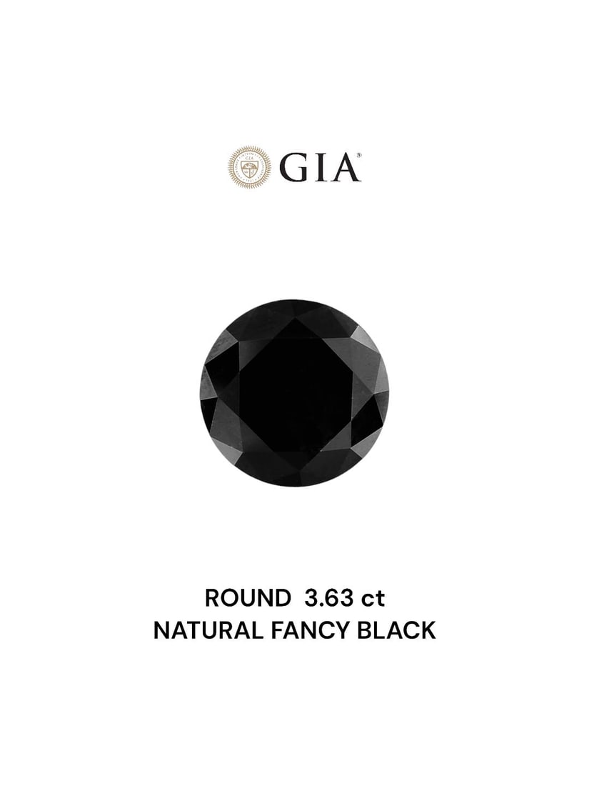 Loose Diamond - ROUND 3.63ct Fancy Black VVS2: Loose Diamond - ROUND 3.63ct Fancy Black VVS2 Source: Natural Shape: ROUND Carats: 3.63 Color: Fancy Black Certification: GIA Video: