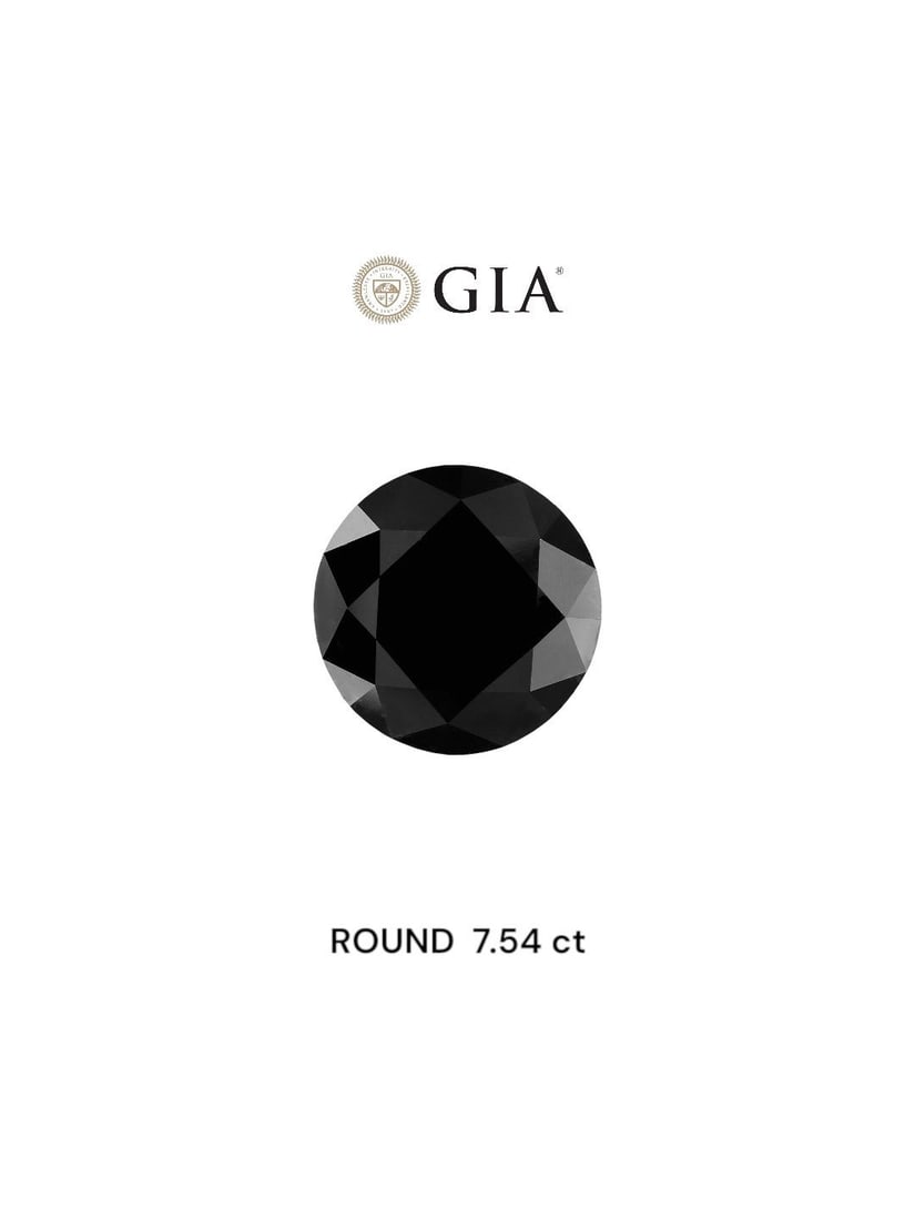 Loose Diamond - ROUND 7.54ct Fancy Black VVS2: Loose Diamond - ROUND 7.54ct Fancy Black VVS2 Source: Natural Shape: ROUND Carats: 7.54 Color: Fancy Black Certification: GIA Video: