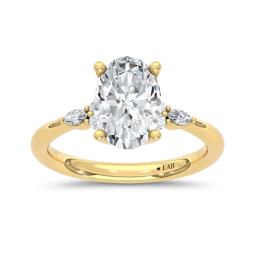 14K Yellow Gold Lab Grown Diamond 2 1/8 Ct.Tw. Engagement Ring (IGI Certified Center 2ct): 14K Yellow Gold Lab Grown Diamond 2 1/8 Ct.Tw. Engagement Ring (IGI Certified Center 2ct) 14k Yellow Gold Stone Color: D-f Stone Clarity: Vs Each ring is presented in standard size 6.5. Complimentary 