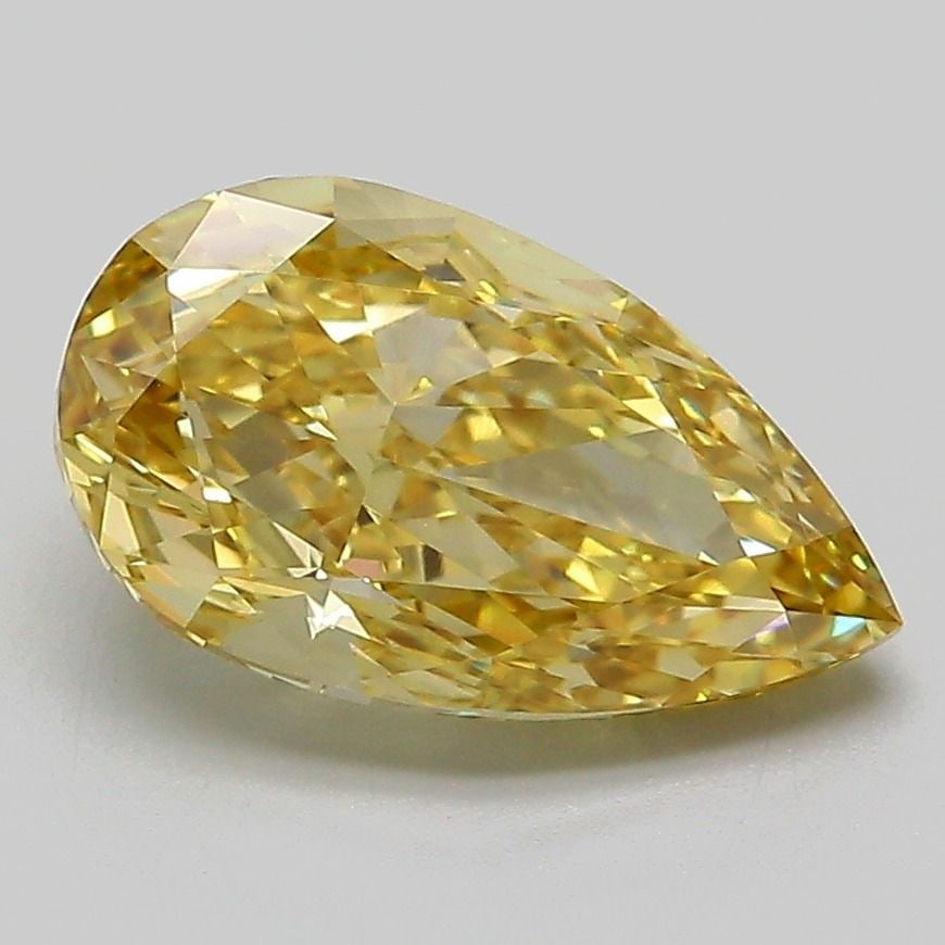 Loose Diamond - PEAR 2.52ct Fancy Intense Yellow VVS2: Loose Diamond - PEAR 2.52ct Fancy Intense Yellow VVS2 Source: This is a real non-mined Diamond that has been grown in a lab Shape: PEAR Carats: 2.52 Color: Fancy Intense Yellow Certification: IGI Vide