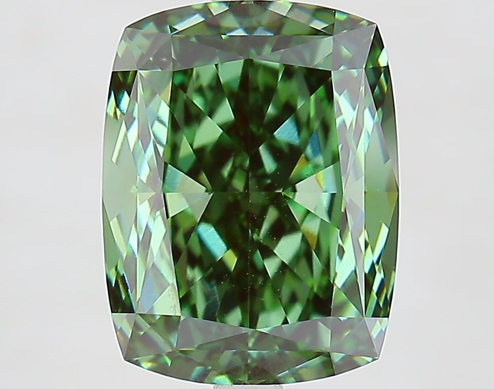 Loose Diamond - CUSHION MODIFIED 6.03ct Fancy Vivid Green VS1: Loose Diamond - CUSHION MODIFIED 6.03ct Fancy Vivid Green VS1 Source: This is a real non-mined Diamond that has been grown in a lab Shape: CUSHION MODIFIED Carats: 6.03 Color: Fancy Vivid Green Certif
