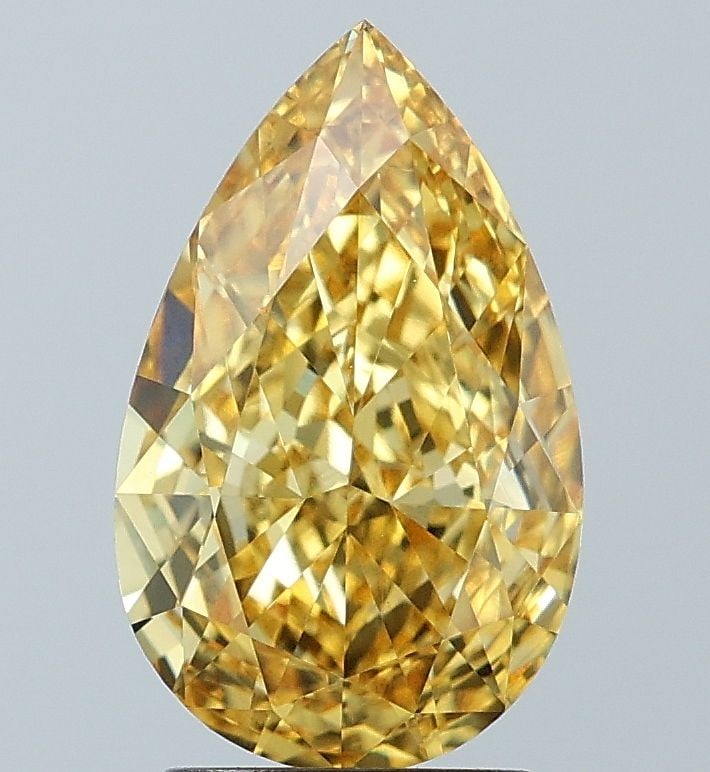 Loose Diamond - PEAR 2.76ct Fancy Vivid Yellow VVS2: Loose Diamond - PEAR 2.76ct Fancy Vivid Yellow VVS2 Source: This is a real non-mined Diamond that has been grown in a lab Shape: PEAR Carats: 2.76 Color: Fancy Vivid Yellow Certification: IGI Video: