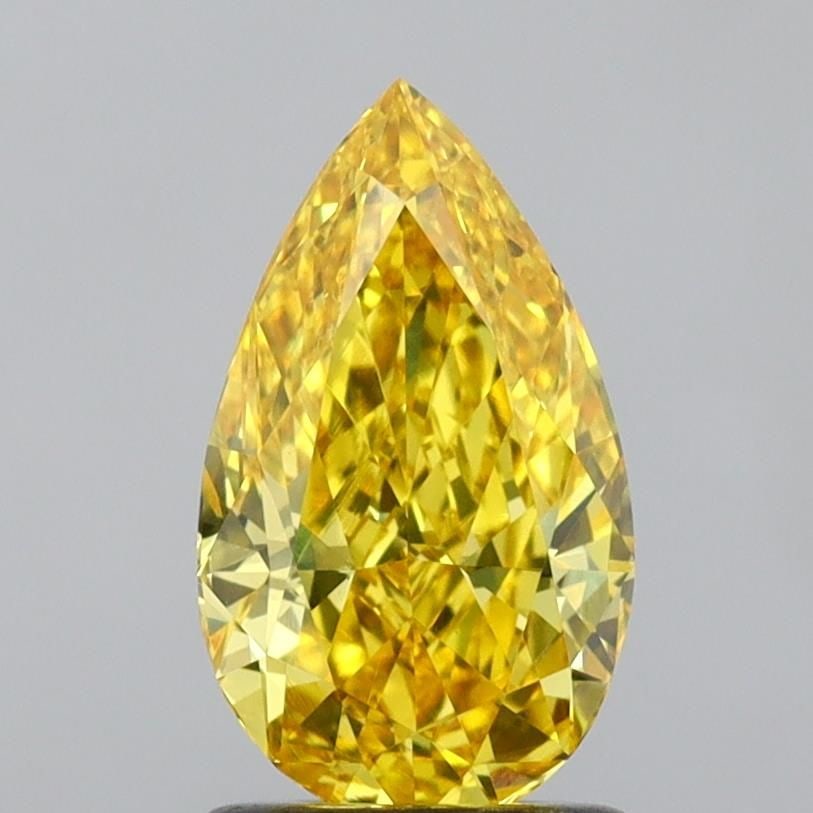 Loose Diamond - PEAR 1.28ct Fancy Vivid Yellow VVS2: Loose Diamond - PEAR 1.28ct Fancy Vivid Yellow VVS2 Source: This is a real non-mined Diamond that has been grown in a lab Shape: PEAR Carats: 1.28 Color: Fancy Vivid Yellow Certification: IGI Video: