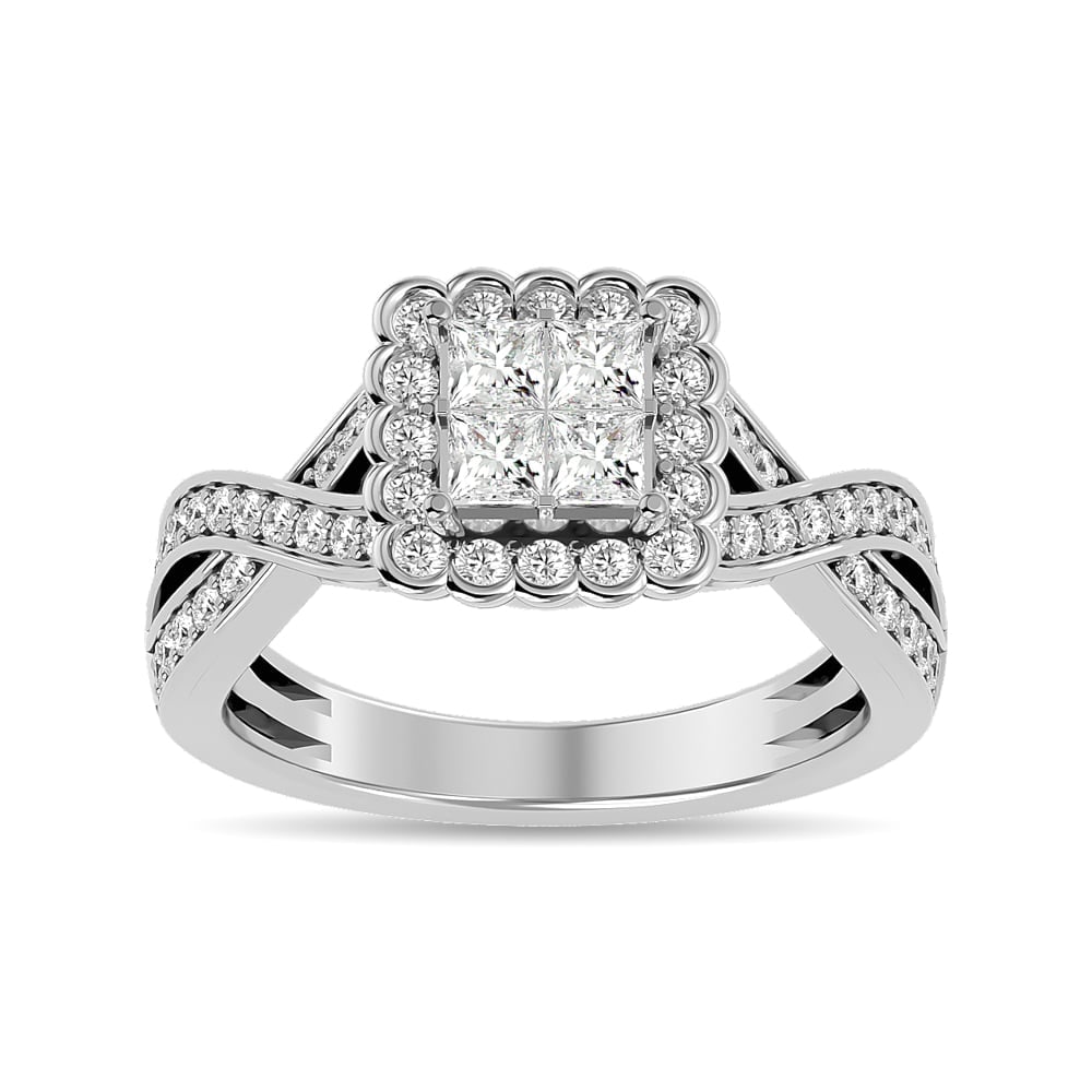 Diamond 1 Ct.tw Princess Head Engagement Ring in 14K White Gold: Diamond 1 Ct.tw Princess Head Engagement Ring in 14K White Gold 14k White Gold Stone Color: Gh Stone Clarity: Si2 Each ring is presented in standard size 6.5. Complimentary resizing is available betwe