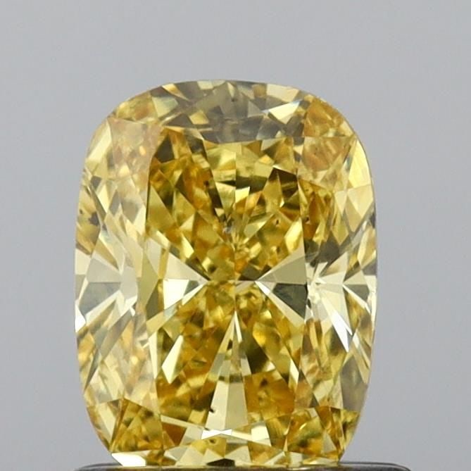 Loose Diamond - CUSHION BRILLIANT 0.73ct Fancy Vivid Yellow SI1: Loose Diamond - CUSHION BRILLIANT 0.73ct Fancy Vivid Yellow SI1 Source: This is a real non-mined Diamond that has been grown in a lab Shape: CUSHION BRILLIANT Carats: 0.73 Color: Fancy Vivid Yellow Ce