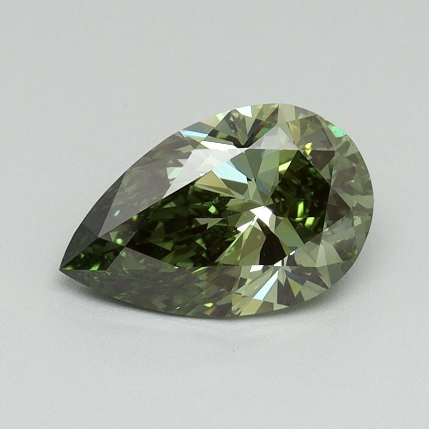 Loose Diamond - PEAR 1.03ct Fancy Vivid Green VVS2: Loose Diamond - PEAR 1.03ct Fancy Vivid Green VVS2 Source: This is a real non-mined Diamond that has been grown in a lab Shape: PEAR Carats: 1.03 Color: Fancy Vivid Green Certification: IGI Video: