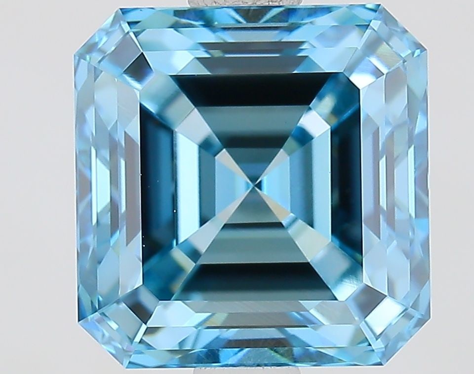 Loose Diamond - ASSCHER 2.11ct Fancy Vivid Blue VVS1: Loose Diamond - ASSCHER 2.11ct Fancy Vivid Blue VVS1 Source: This is a real non-mined Diamond that has been grown in a lab Shape: ASSCHER Carats: 2.11 Color: Fancy Vivid Blue Certification: IGI Video: