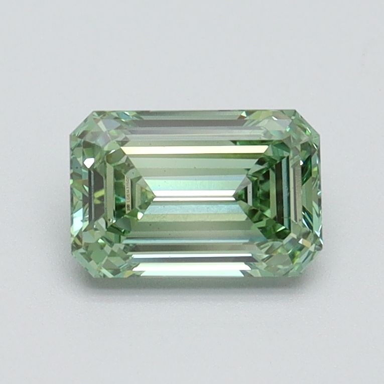 Loose Diamond - EMERALD 0.87ct Fancy Vivid Green VS2: Loose Diamond - EMERALD 0.87ct Fancy Vivid Green VS2 Source: This is a real non-mined Diamond that has been grown in a lab Shape: EMERALD Carats: 0.87 Color: Fancy Vivid Green Certification: IGI Video