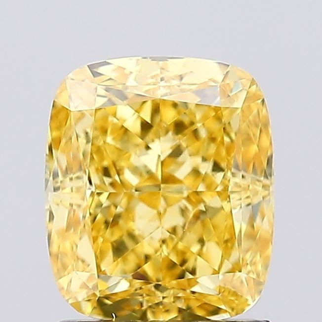 Loose Diamond - CUSHION MODIFIED 1.45ct Fancy Vivid Yellow VS1: Loose Diamond - CUSHION MODIFIED 1.45ct Fancy Vivid Yellow VS1 Source: This is a real non-mined Diamond that has been grown in a lab Shape: CUSHION MODIFIED Carats: 1.45 Color: Fancy Vivid Yellow Cert