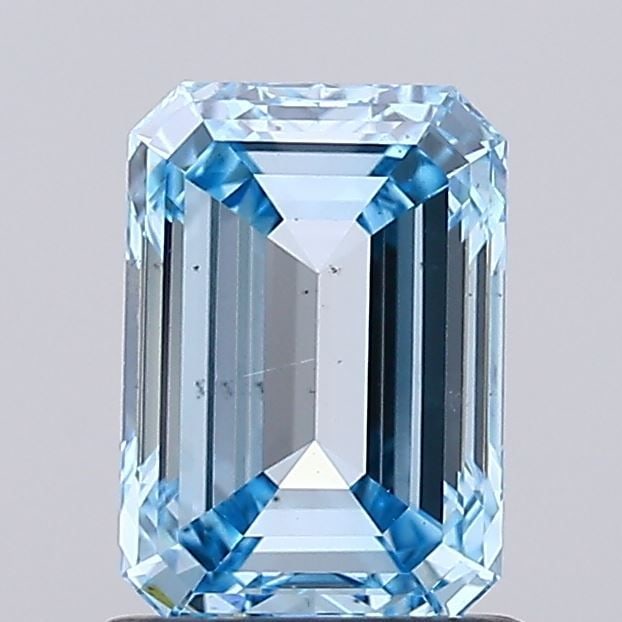 Loose Diamond - EMERALD 1.23ct Fancy Vivid Blue SI1: Loose Diamond - EMERALD 1.23ct Fancy Vivid Blue SI1 Source: This is a real non-mined Diamond that has been grown in a lab Shape: EMERALD Carats: 1.23 Color: Fancy Vivid Blue Certification: IGI Video: