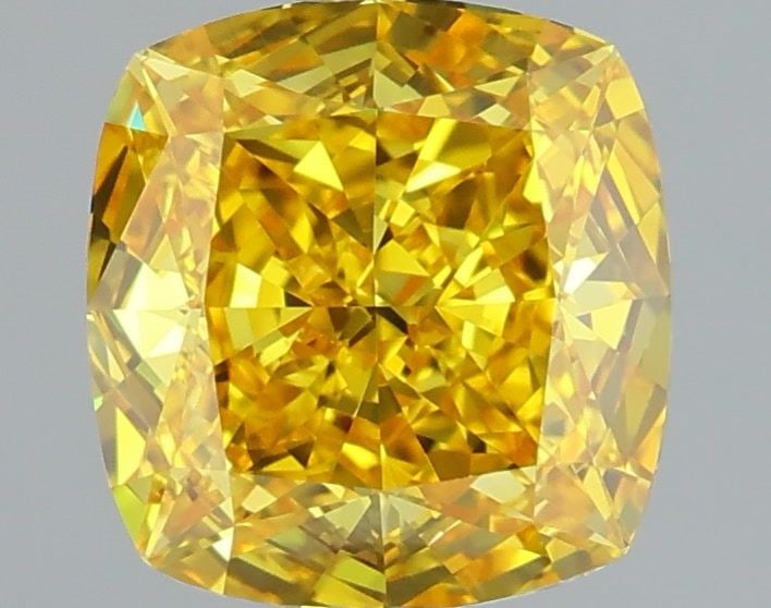 Loose Diamond - CUSHION MODIFIED 1.53ct Fancy Vivid Yellow VVS2: Loose Diamond - CUSHION MODIFIED 1.53ct Fancy Vivid Yellow VVS2 Source: This is a real non-mined Diamond that has been grown in a lab Shape: CUSHION MODIFIED Carats: 1.53 Color: Fancy Vivid Yellow Cer
