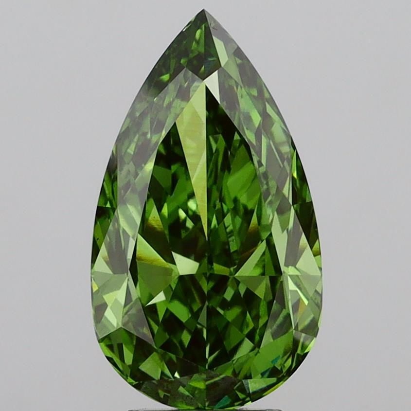 Loose Diamond - PEAR 5.35ct Fancy Vivid Green VS1: Loose Diamond - PEAR 5.35ct Fancy Vivid Green VS1 Source: This is a real non-mined Diamond that has been grown in a lab Shape: PEAR Carats: 5.35 Color: Fancy Vivid Green Certification: IGI Video: