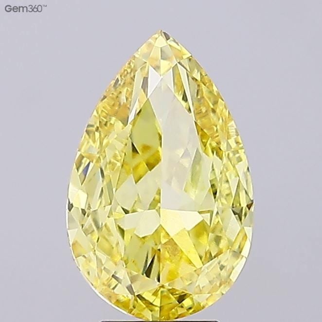 Loose Diamond - PEAR 6.32ct Fancy Vivid Yellow VS1: Loose Diamond - PEAR 6.32ct Fancy Vivid Yellow VS1 Source: This is a real non-mined Diamond that has been grown in a lab Shape: PEAR Carats: 6.32 Color: Fancy Vivid Yellow Certification: IGI Video: